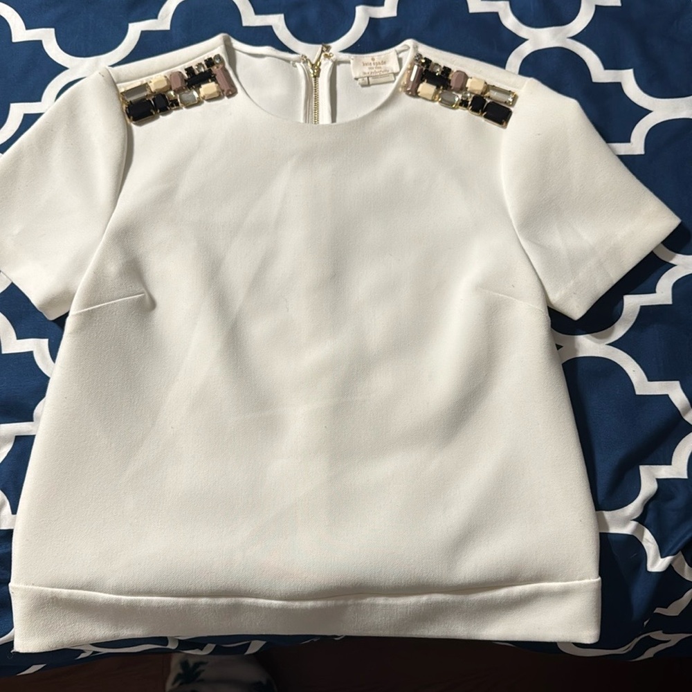 Elegant White Embellished Women's Top